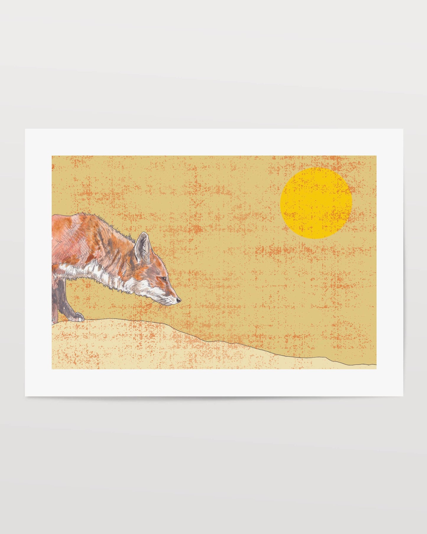 The Stalking Red Fox 2 in Yellow Open Edition Giclée Art Print