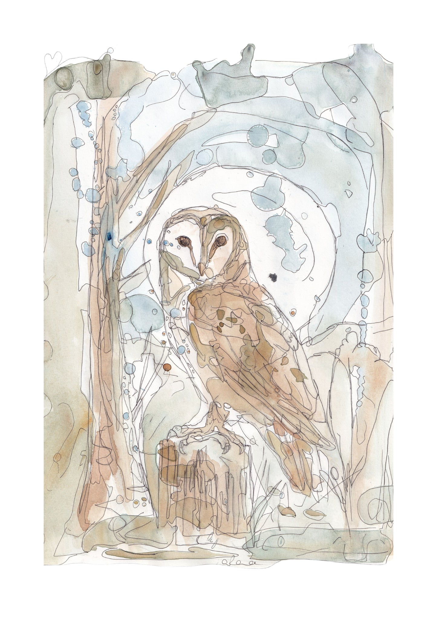 The Barn Owl On The Perch Open Edition Giclée Art Print