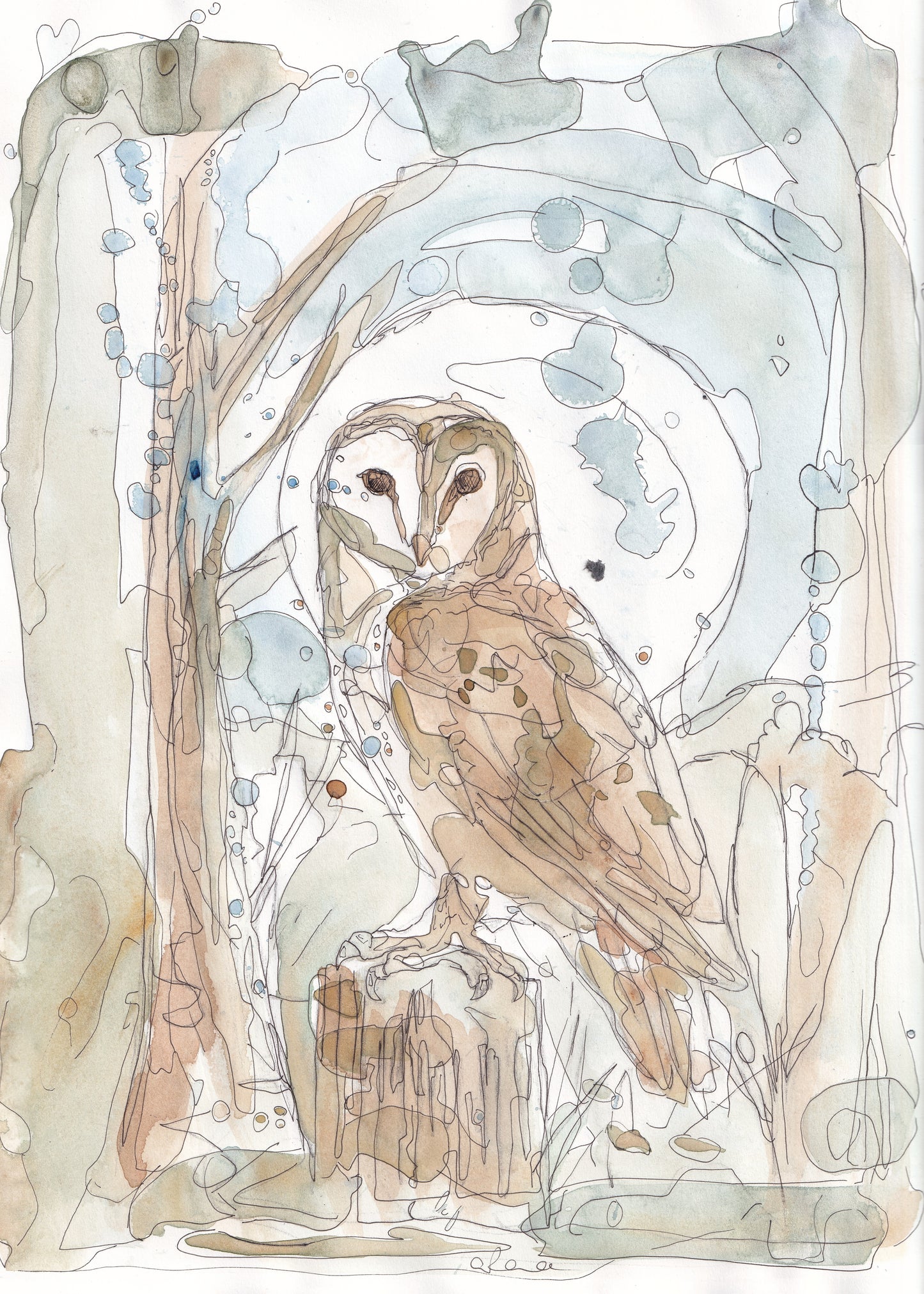 The Barn Owl On The Perch Open Edition Giclée Art Print