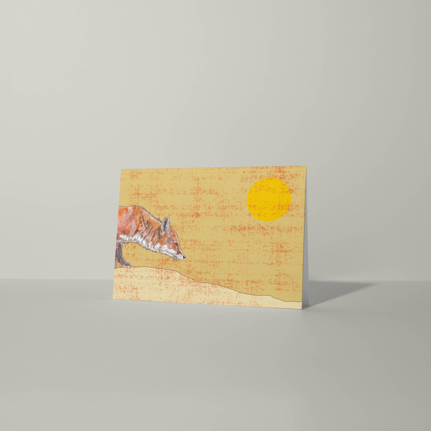 The Stalking Red Fox 2 in Yellow Blank Greeting Card