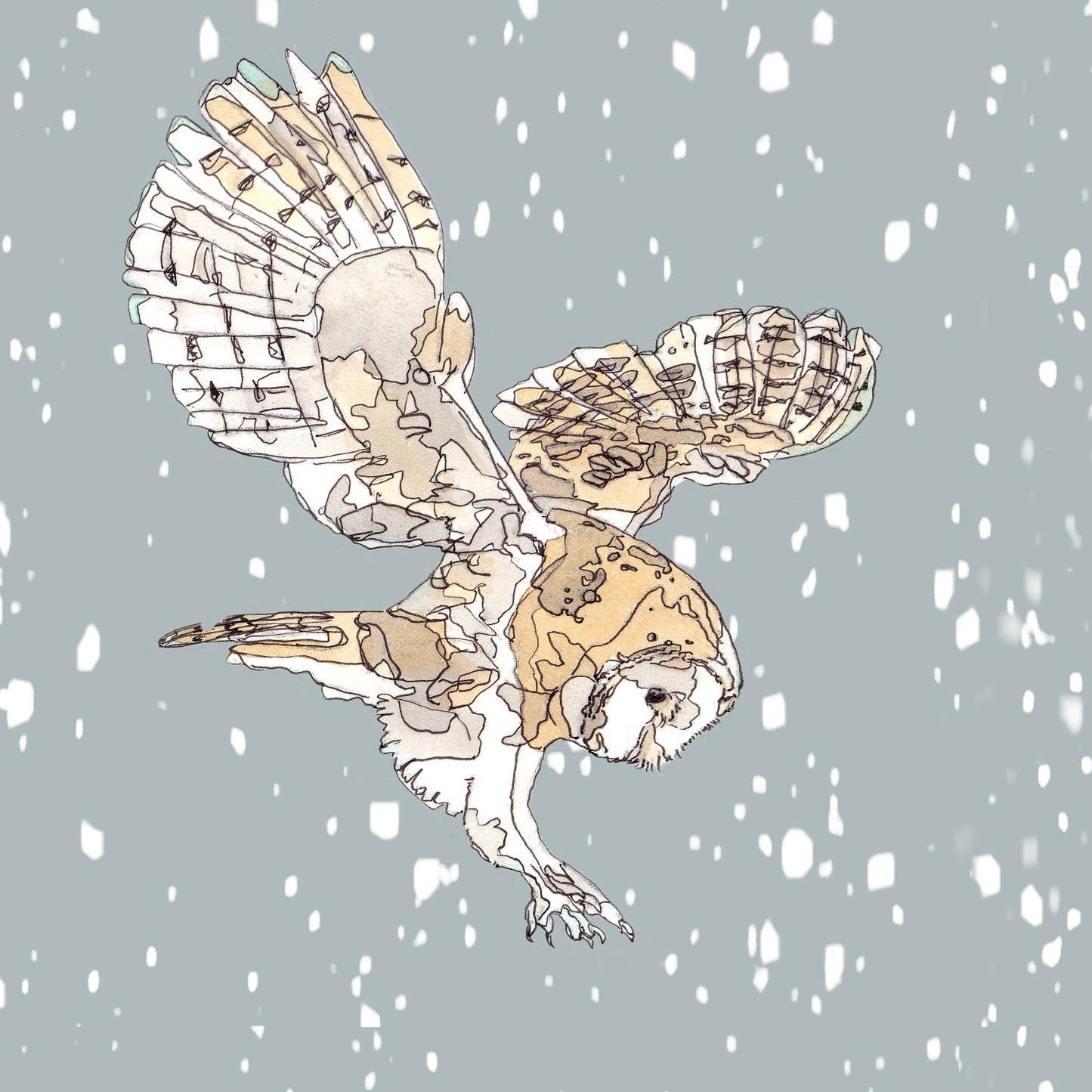 The Hunting Barn Owl and The Snow Open Edition Giclée Art Print