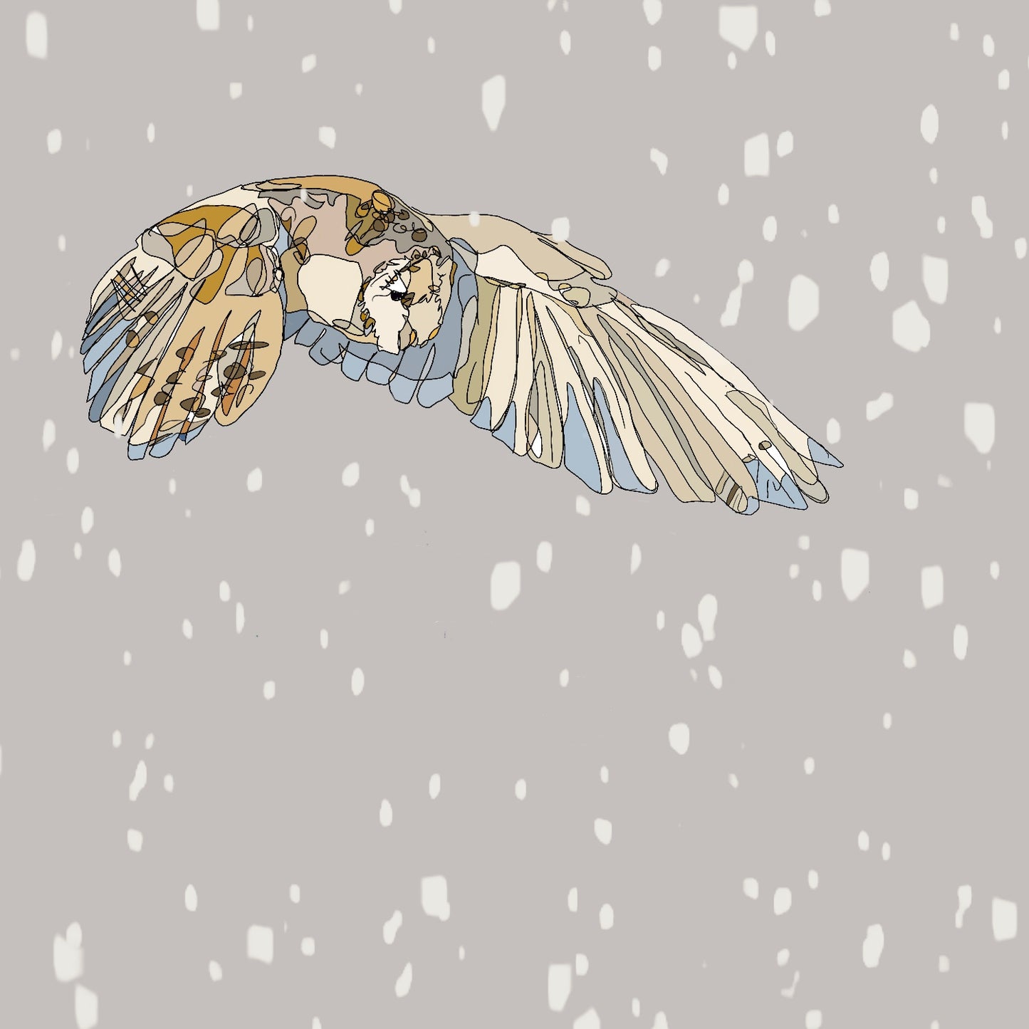 The Quartering Barn Owl and The Snow Open Edition Giclée Art Print