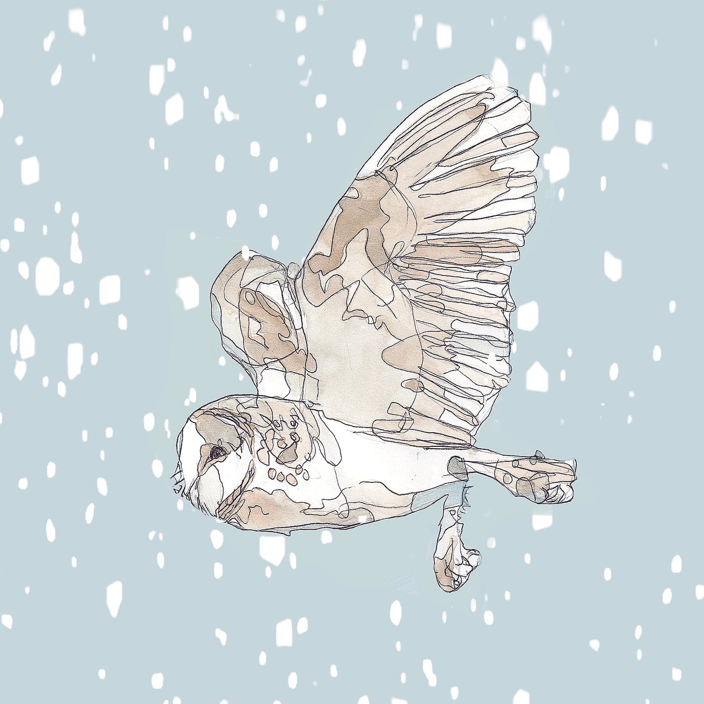 The Barn Owl and The Snow Open Edition Giclée Art Print
