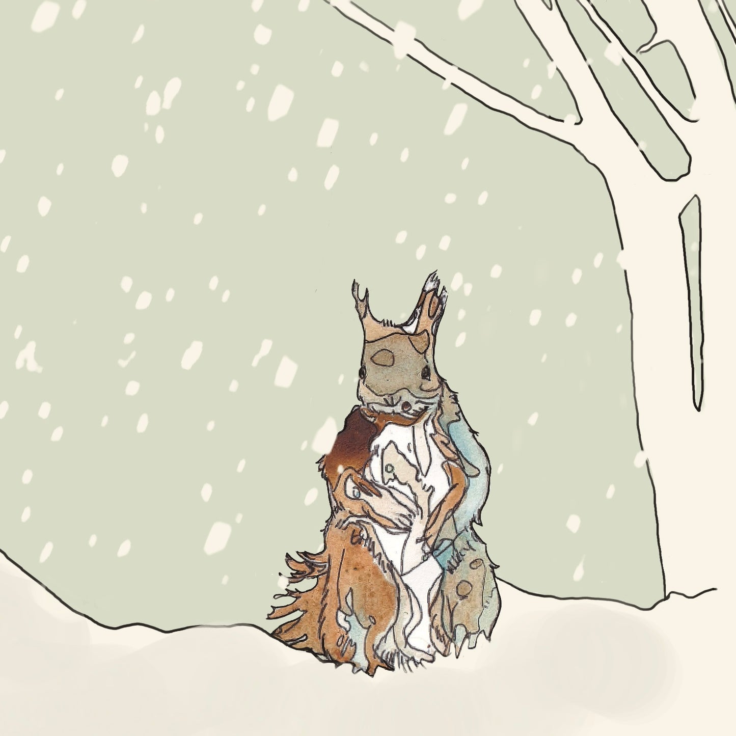 The Red Squirrel and The Snow Open Edition Giclée Art Print