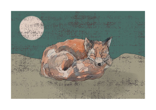 The Sleeping Red Fox in Green Open Edition Giclée Art Print