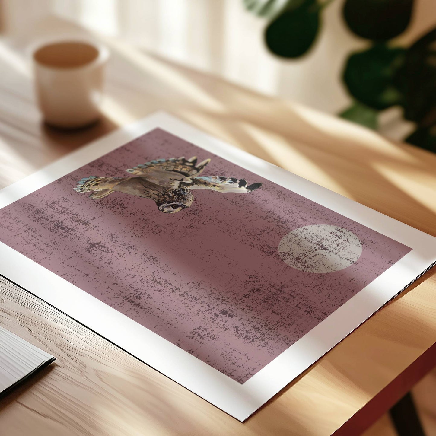 The Quartering Owl in Pink Open Edition Giclée Art Print