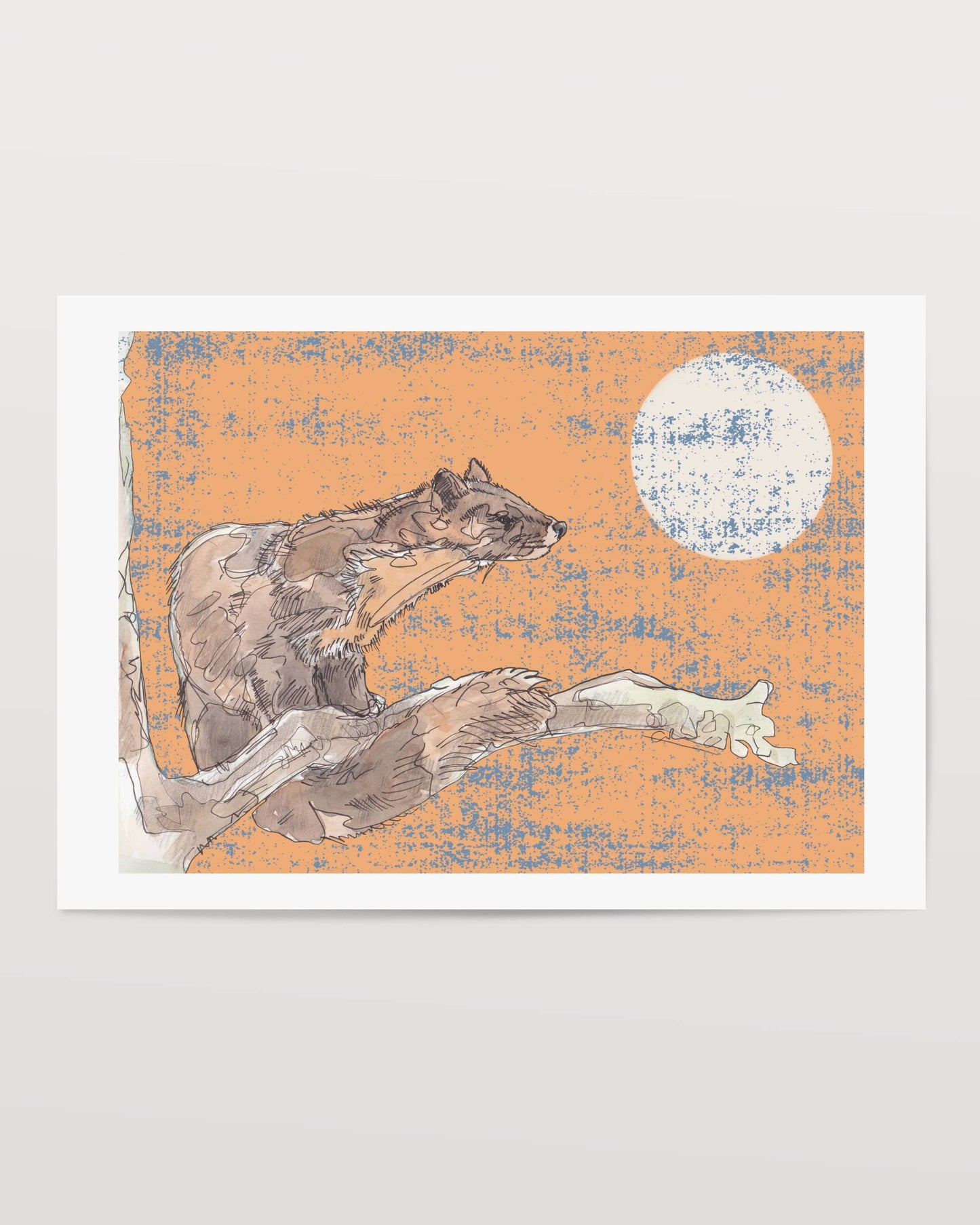 The Pine Marten and The Moon in Orange Open Edition Giclée Art Print