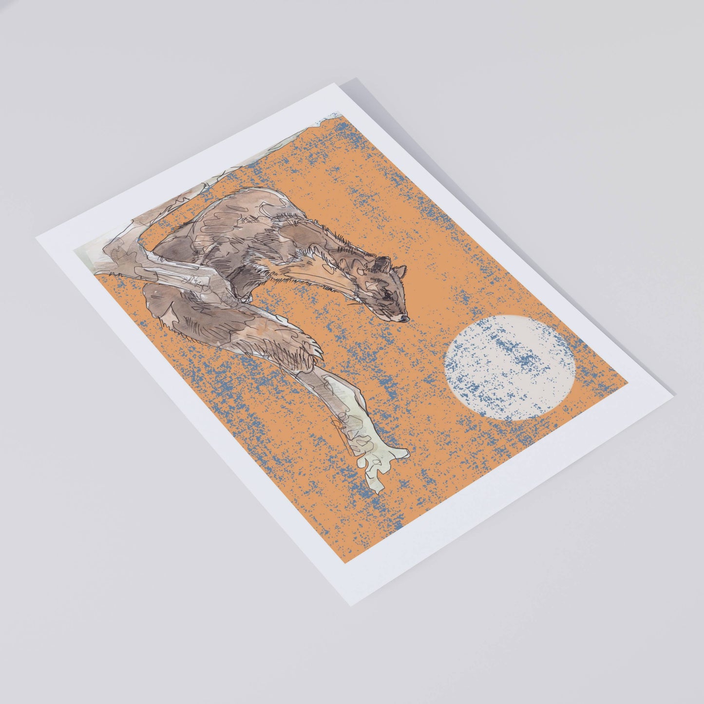 The Pine Marten and The Moon in Orange Open Edition Giclée Art Print