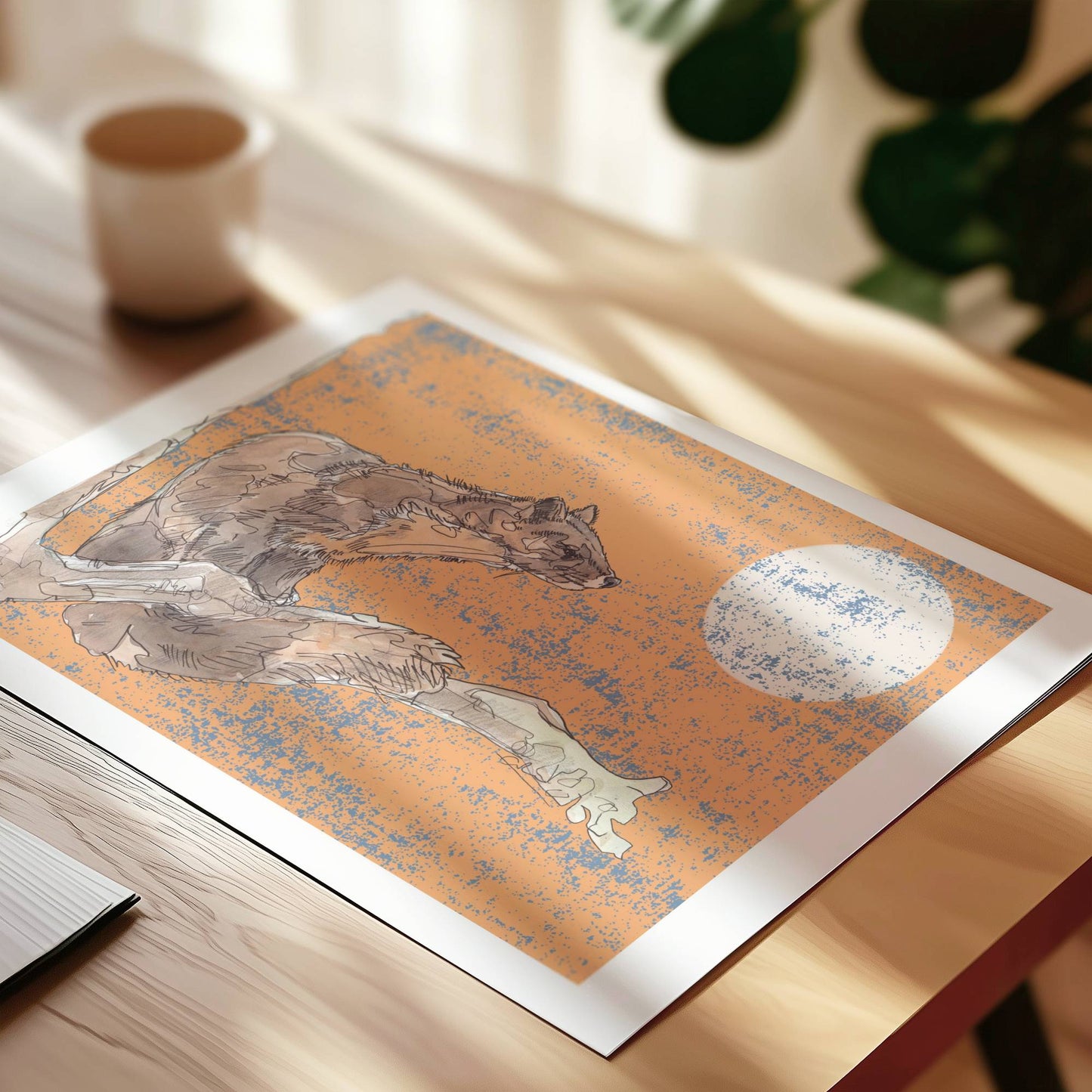 The Pine Marten and The Moon in Orange Open Edition Giclée Art Print