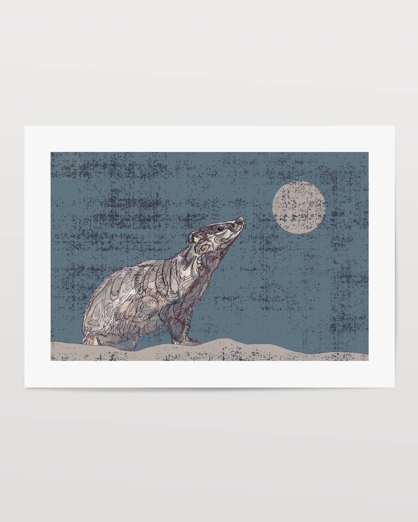 The Badger and The Moon in Blue Open Edition Giclée Art Print