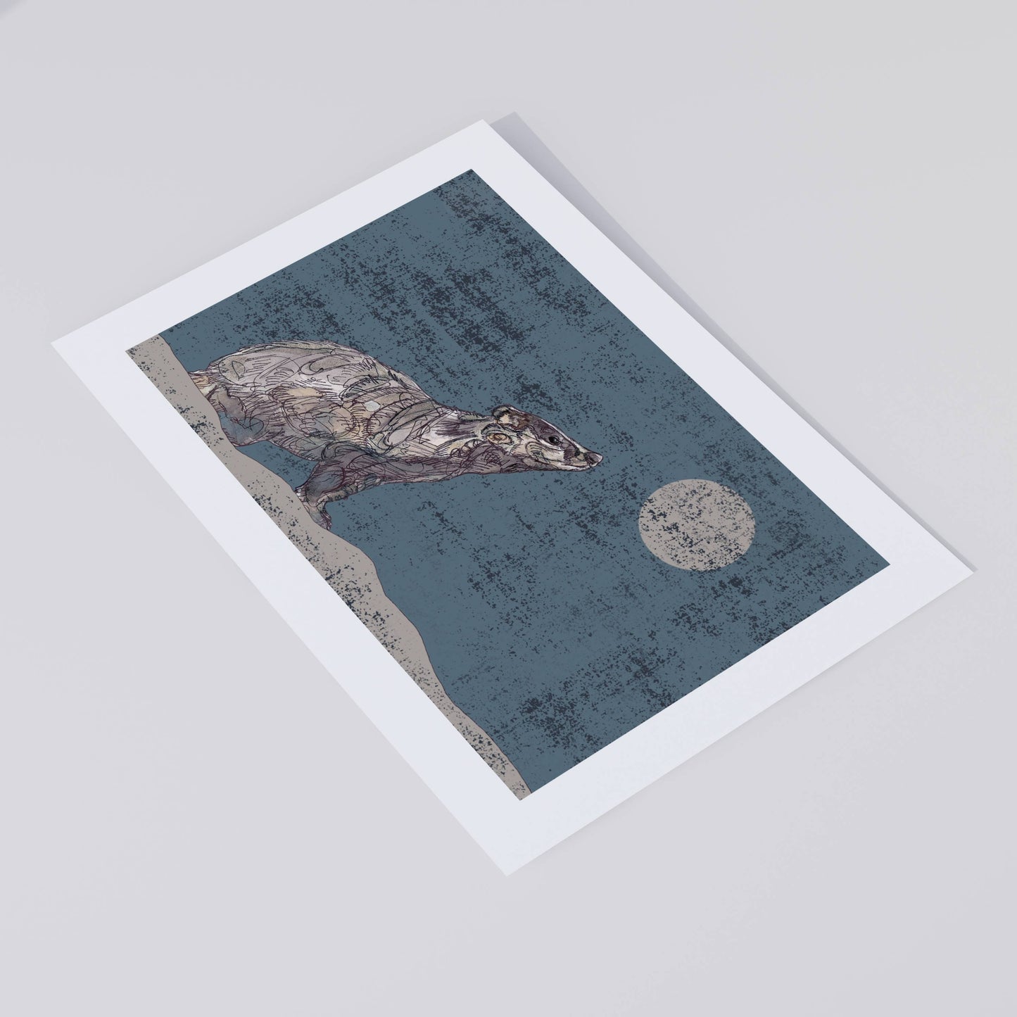 The Badger and The Moon in Blue Open Edition Giclée Art Print