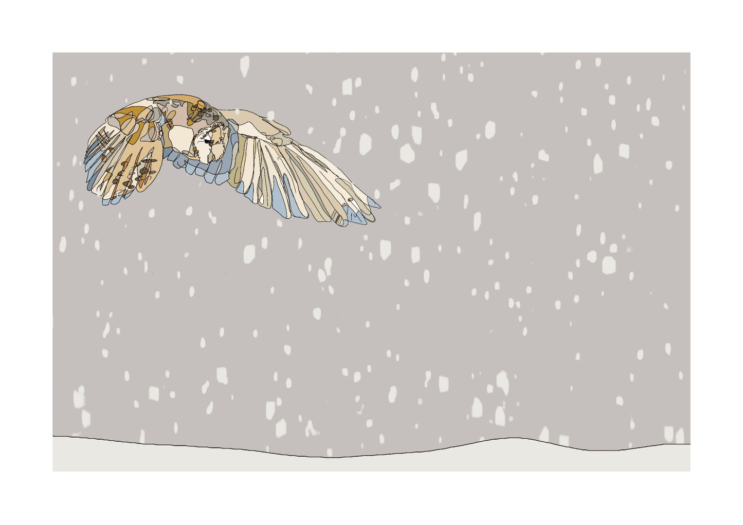 The Quartering Barn Owl and The Snow Open Edition Giclée Art Print