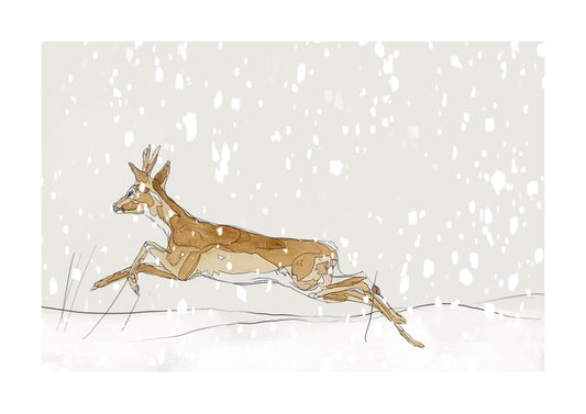 The Roe Buck and The Snow Open Edition Giclée Art Print