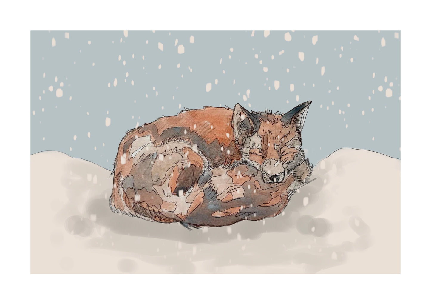 The Sleeping Red Fox and The Snow Open Edition Giclée Art Print