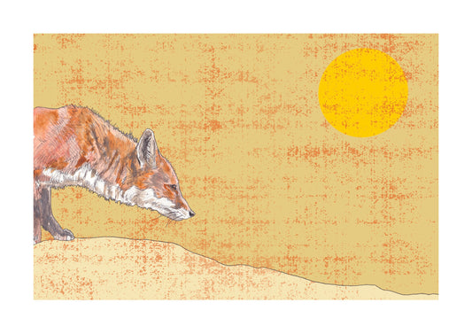 The Stalking Red Fox 2 in Yellow Open Edition Giclée Art Print