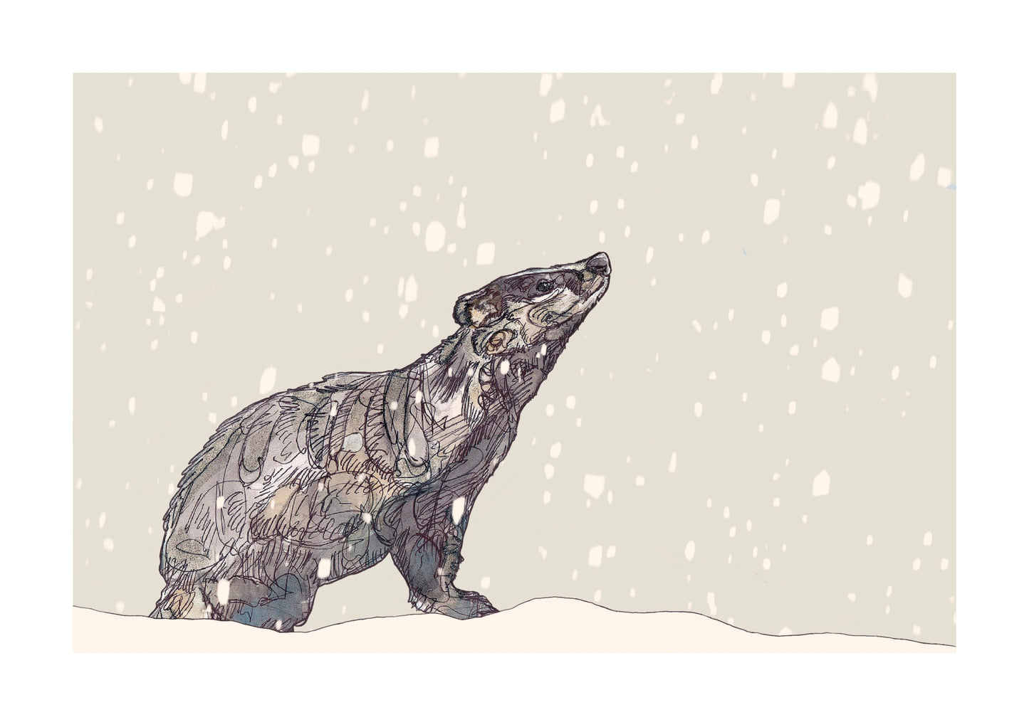 The Badger and The Snow Open Edition Giclée Art Print