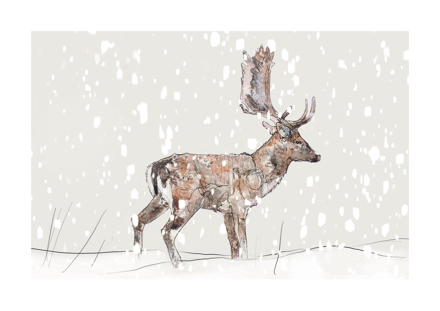 The Fallow Buck and The Snow Open Edition Giclée Art Print