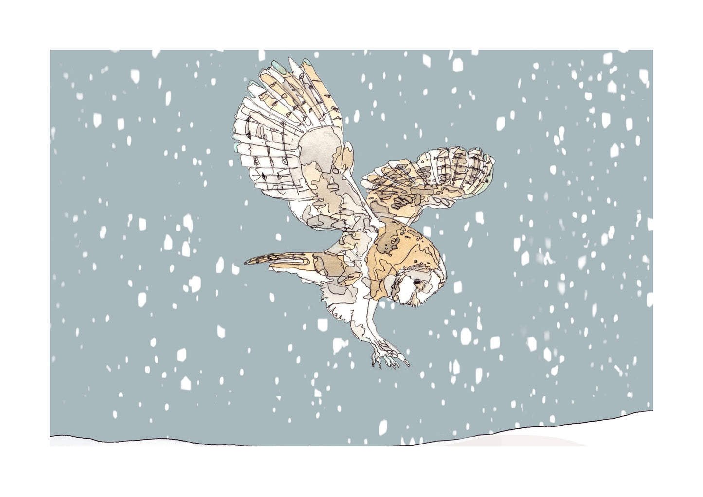 The Hunting Barn Owl and The Snow Open Edition Giclée Art Print