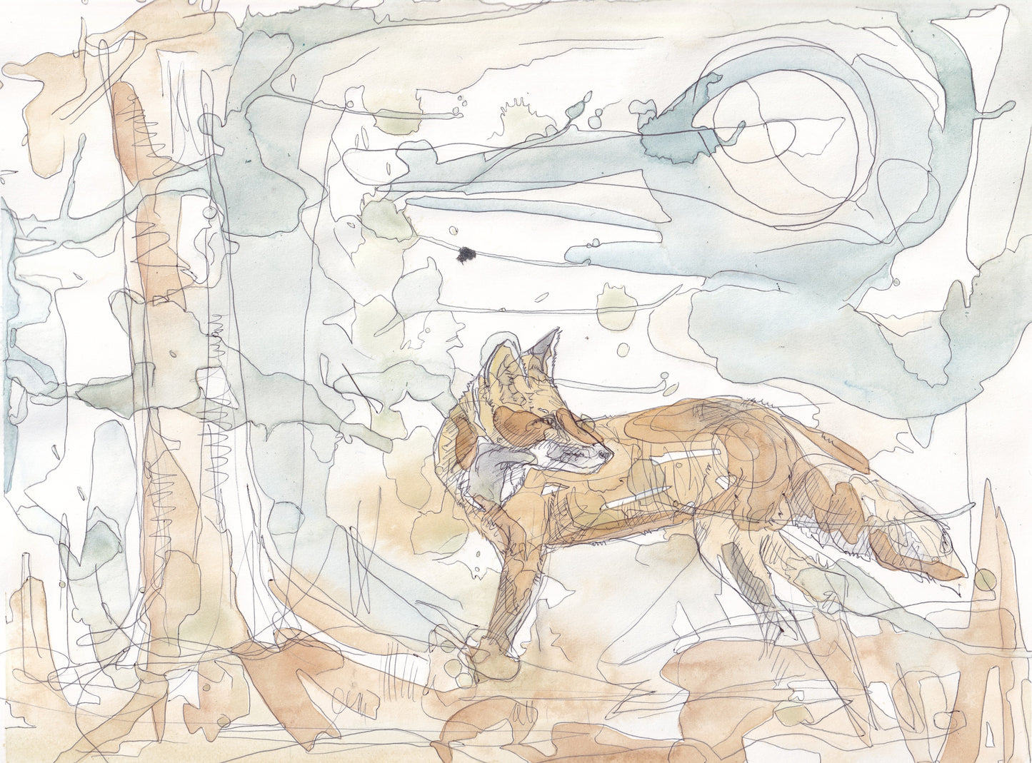The Watchful Red Fox Open Edition Giclée Art Print