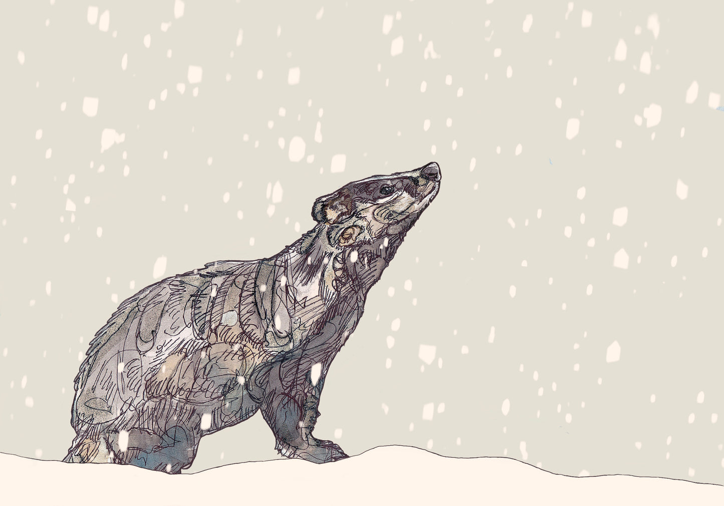The Badger and The Snow Open Edition Giclée Art Print