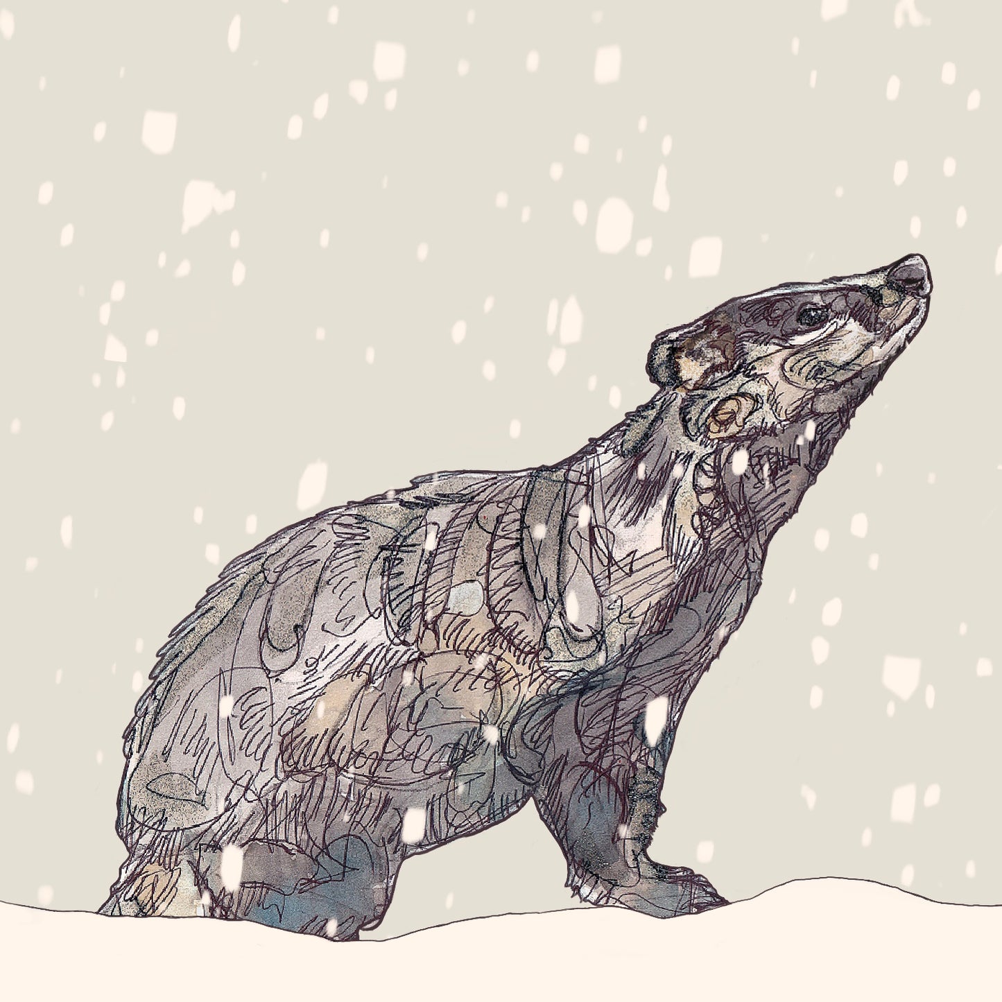 The Badger and The Snow Open Edition Giclée Art Print