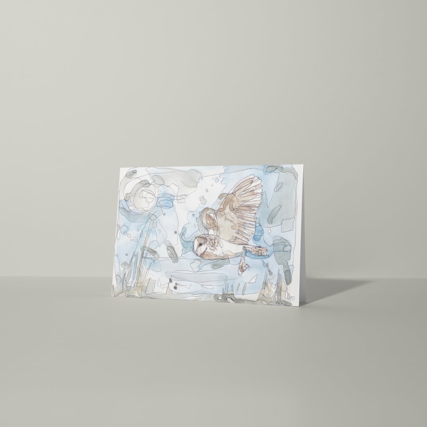 blank greeting card barn owl flying under the full moon blank greeting card contemporary illustration animal wildlife artist ann pease card art 