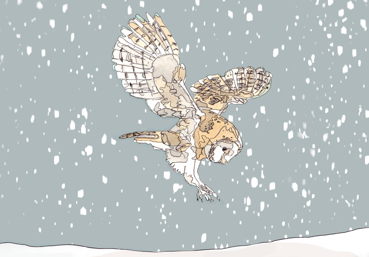 The Hunting Barn Owl and The Snow Open Edition Giclée Art Print