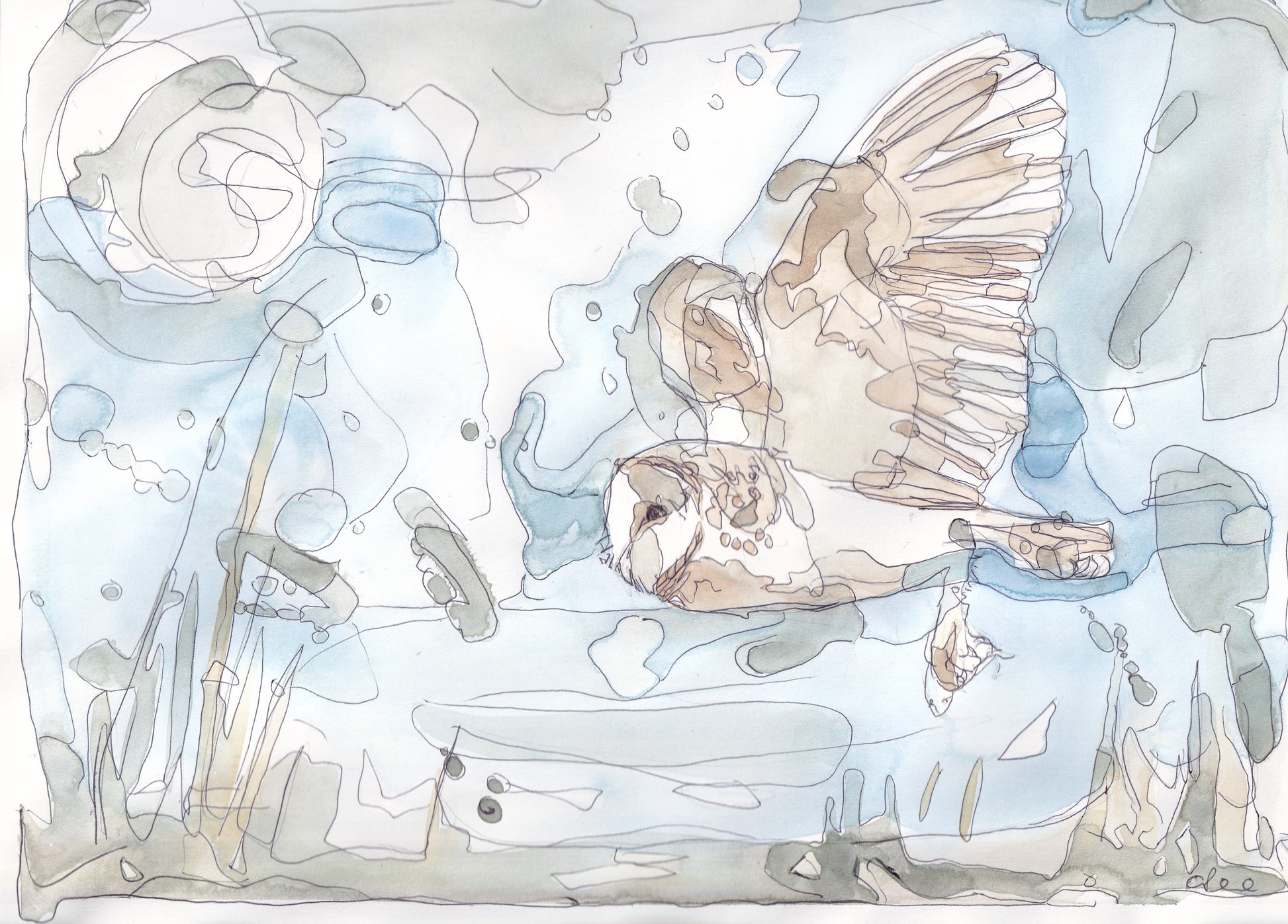 original painting of barn owl flying in the sky over the grass with full moon contemporary illustration animal wildlife artist ann pease original art 