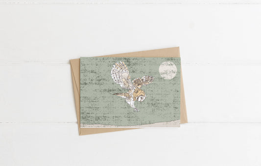 The Hunting Barn Owl in Green
