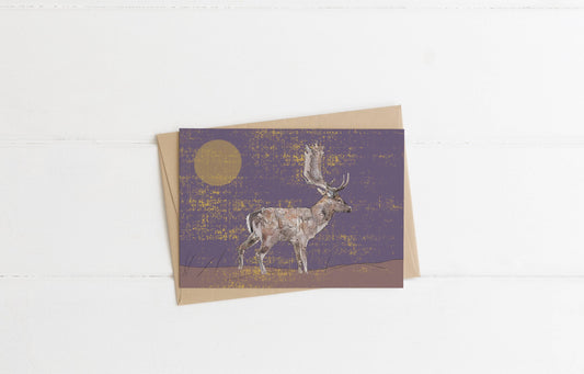 The Fallow Buck on The Grass in Purple